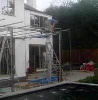 Koi Pond and Stainless Steel Pergola